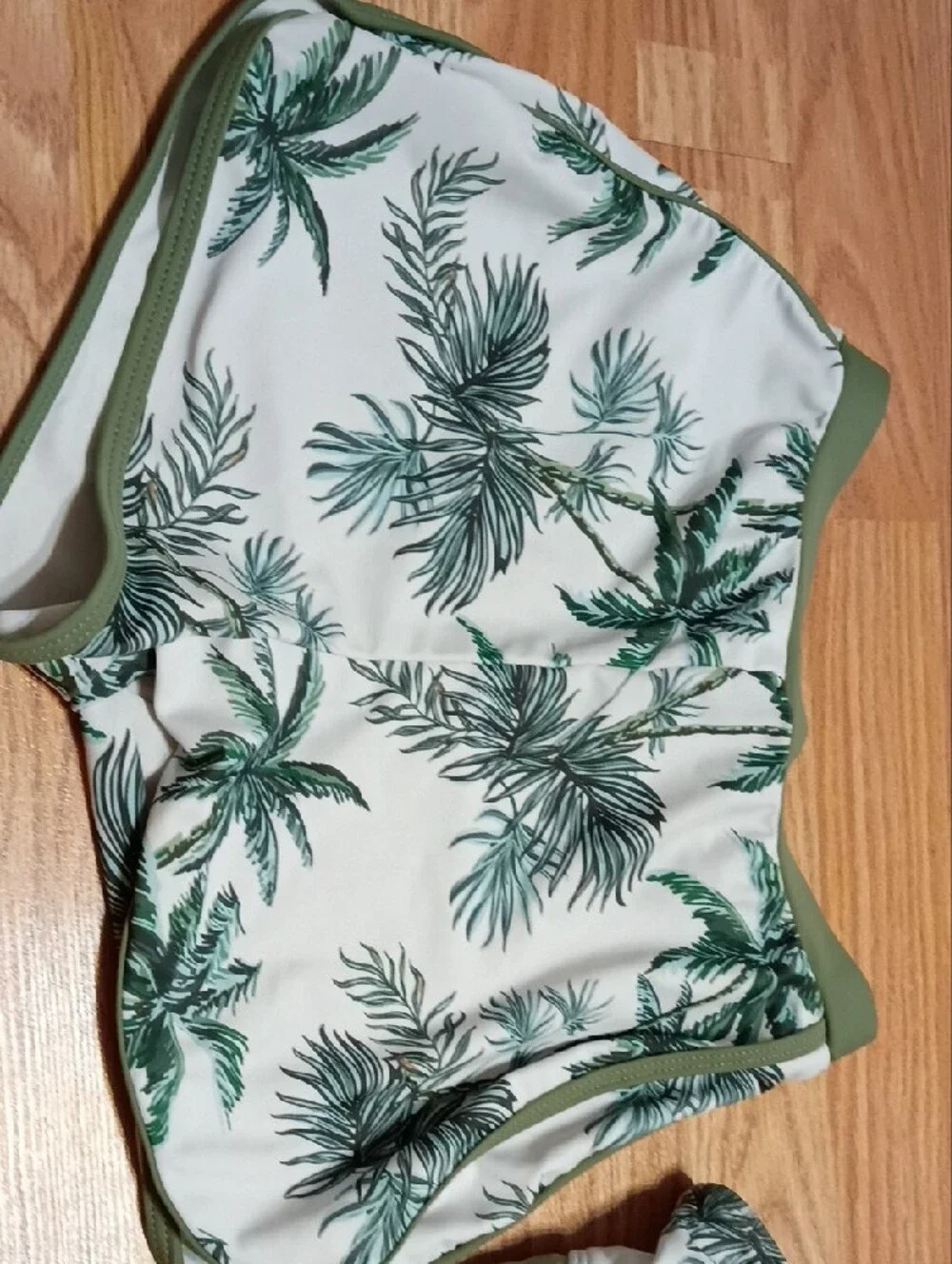 Green Palm Print Two-Piece Bikini Set